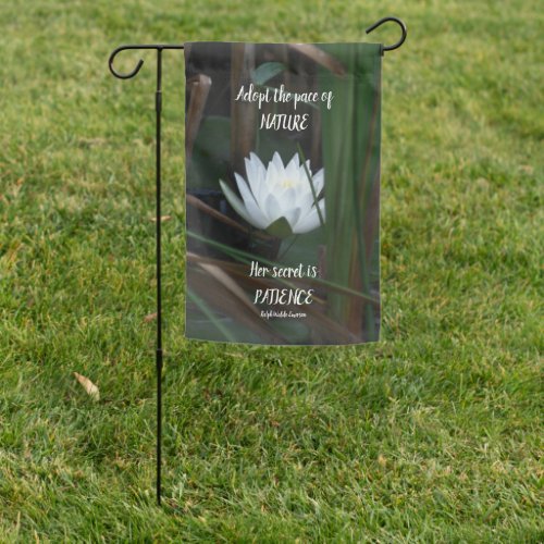 Patience Emerson Inspirational Quote Lotus  Garden Flag