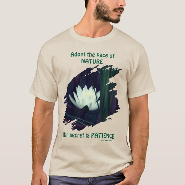 Patience Emerson Inspirational Quote Lotus  T-Shirt (Front)