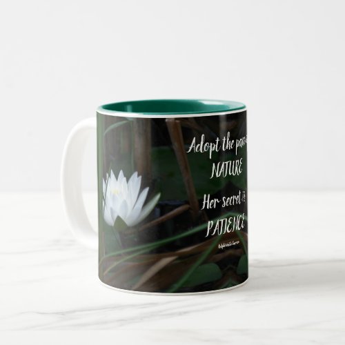 Patience Emerson Inspirational Quote Lotus  Two_Tone Coffee Mug