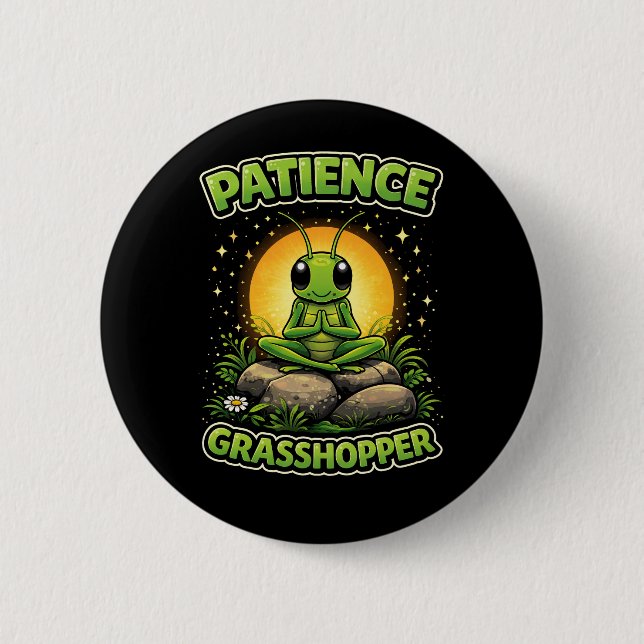 Patience Grasshopper Button (Front)