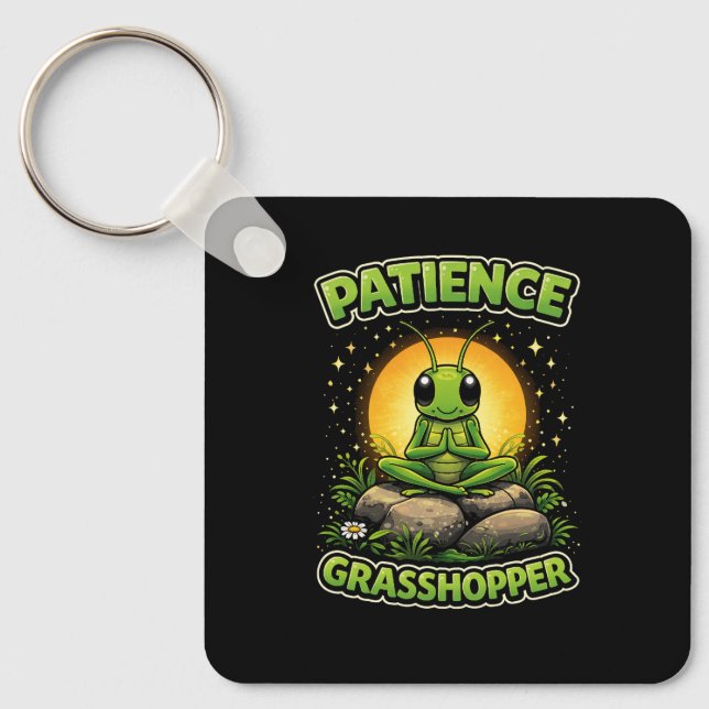 Patience Grasshopper Keychain (Front)