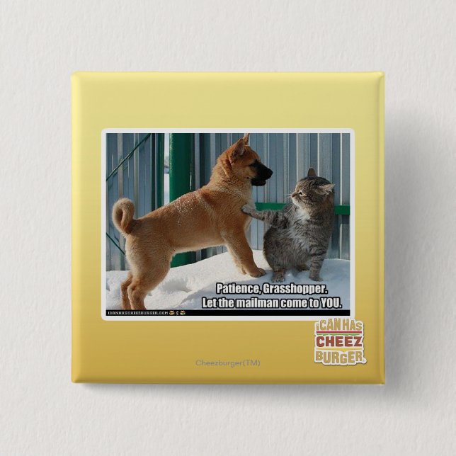 Patience, Grasshopper. Pinback Button (Front)