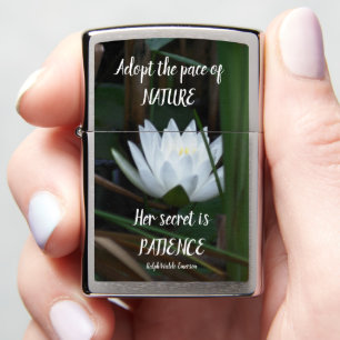 Patience Inspirational Quote Lotus Flower Zippo Lighter