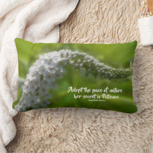 Patience Quote White Flower Inspirational  Lumbar Pillow