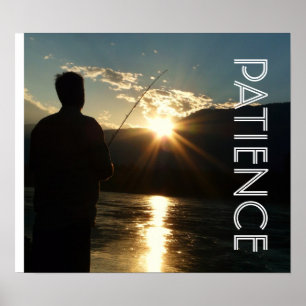 Patience Sunset Fisherman Silhouette Poster