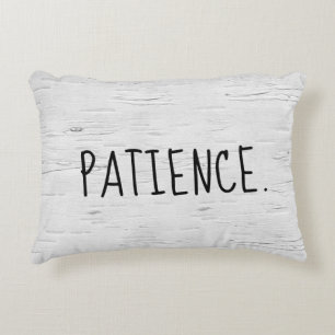 PATIENCE Text On Birch Tree Accent Pillow