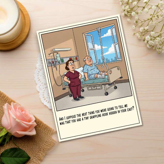 Patient Attempts Hospital Escape Get Well Postcard (Creator Uploaded)