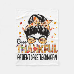 Patient Care Technician One Thankful Thanksgiving Fleece Blanket
