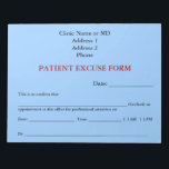 Patient Excuse Form Notepad (Blue)<br><div class="desc">Save hours of writing and keep your practice running smoothly with these handy preprinted forms! Communicate appointment excuses to a patient's work or school.</div>