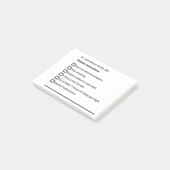 Patient Instructions Lifestyle Changes Checklist Post-it Notes (Angled)