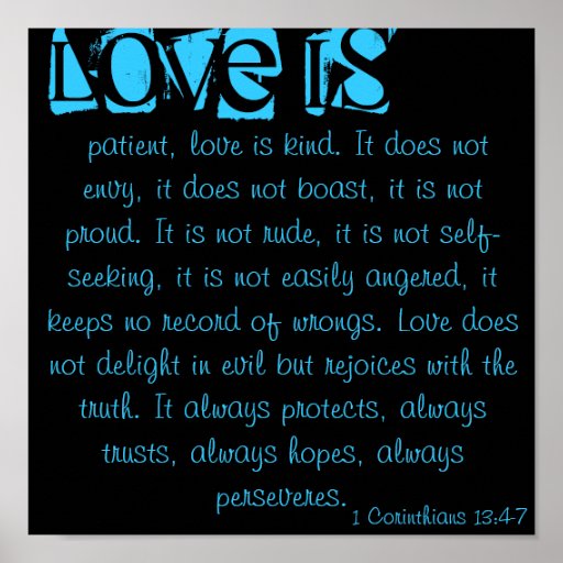 patient, love is kind. It does not envy, it do... Poster | Zazzle