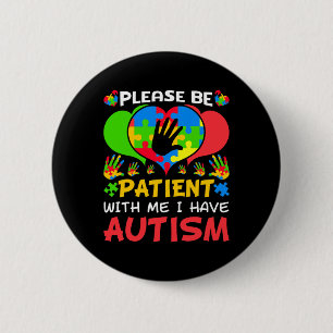 Patient Me Heart Colorful Puzzle I Have Autism Awa Button