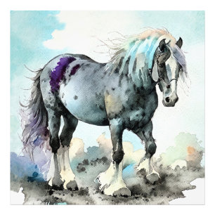 Patient Shire Horse Watercolour Photo Print