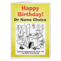 Patient with Doctor. Doctor Birthday Card