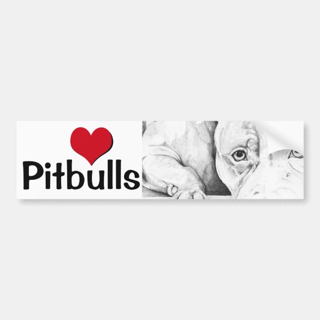 Patiently Waiting (heart pitbulls) Bumper Sticker (Front)