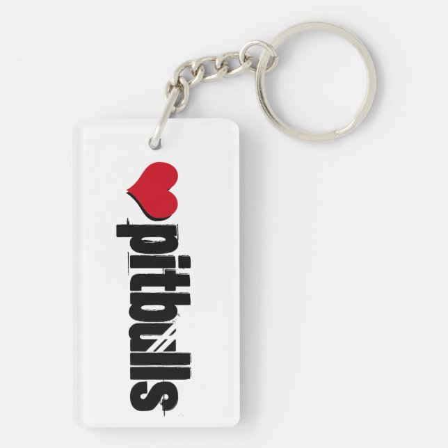 Patiently Waiting (heart pitbulls) Keychain (Back)