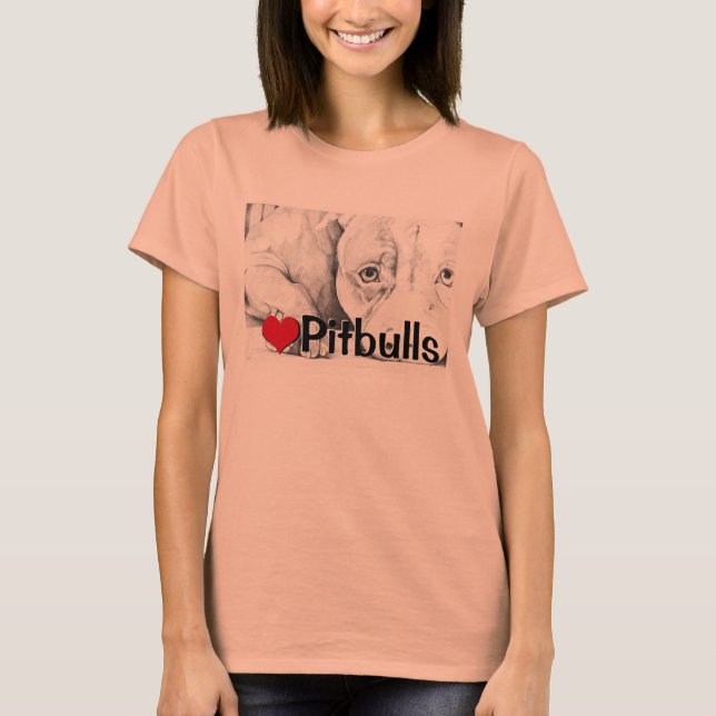 Patiently Waiting (heart pitbulls) T-Shirt (Front)