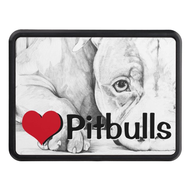 Patiently Waiting (heart pitbulls) Tow Hitch Cover (Front)
