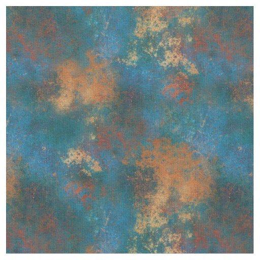 Patina Copper Distressed Turquoise Grunge Fabric