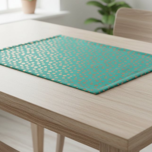 Patina Copper Teal Turquoise Modern Polka Dot Blue Cloth Placemat (Creator Uploaded)