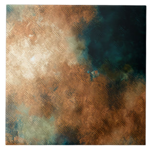 Patina Copper Turquoise Rust Ceramic Tile