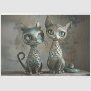 Patina Finish 2 Cats Decoupage Tissue Paper