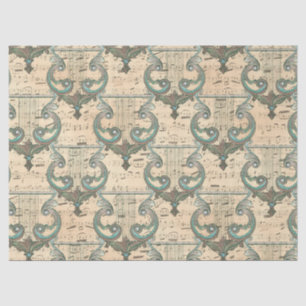 Patina Harps and Music Notes on Cream Decoupage Tissue Paper