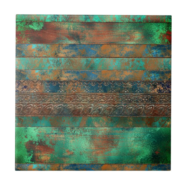 Patina inspired loft industrial decor ceramic tile (Front)