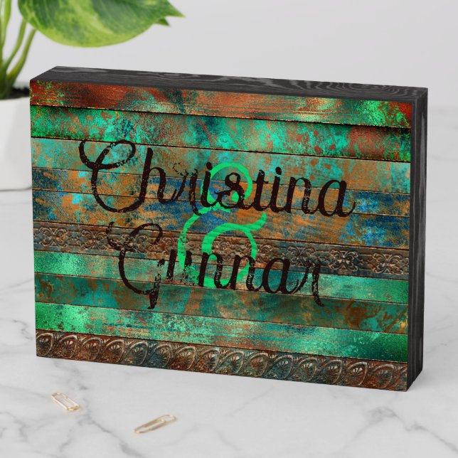 Patina inspired loft industrial decor custom wooden box sign (In Situ Horizontal)