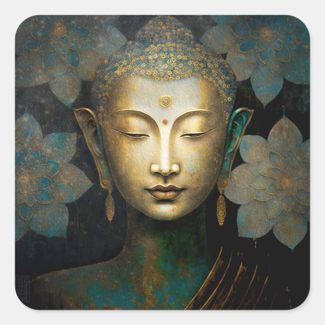 PATINA OF PEACE | MEDITATION PORTRAIT SQUARE STICKER (Front)