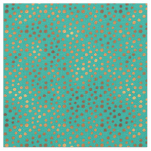 Patina Polka Dot Teal Turquoise Copper Metallic Fabric
