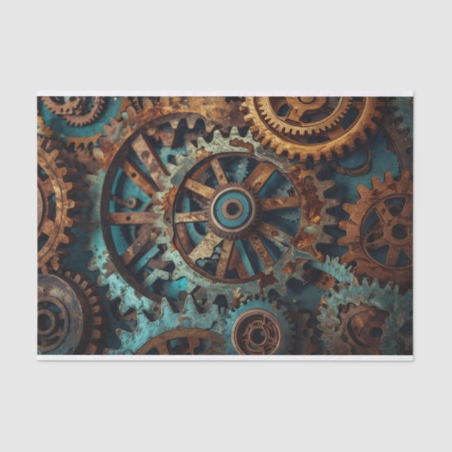 Patina Rusty Gears Decoupage Paper  (Front)
