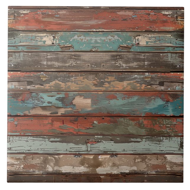 Patina Wood Rustic Distressed Plank  Ceramic Tile (Front)