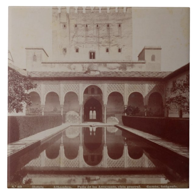 Patio de los Arrayanes, Alhambra, c.1875-80 (sepia Ceramic Tile (Front)