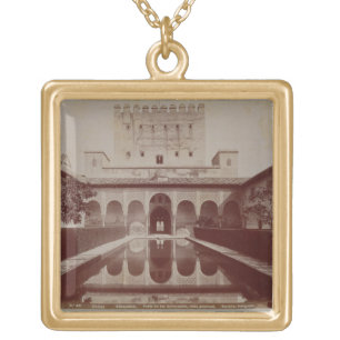 Patio de los Arrayanes, Alhambra, c.1875-80 (sepia Gold Plated Necklace