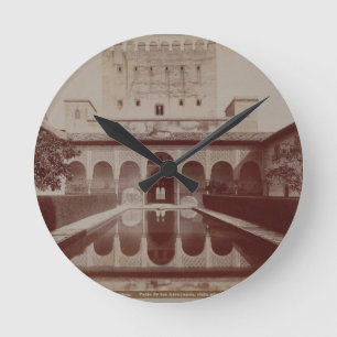 Patio de los Arrayanes, Alhambra, c.1875-80 (sepia Round Clock