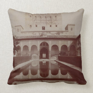 Patio de los Arrayanes, Alhambra, c.1875-80 (sepia Throw Pillow
