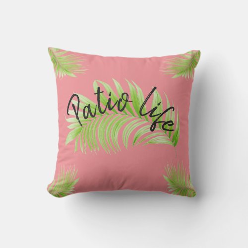 Patio Life Tropical Green Ferns Pattern Outdoor Pillow