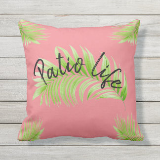 Patio Life Tropical Green Ferns Pattern Outdoor Pillow