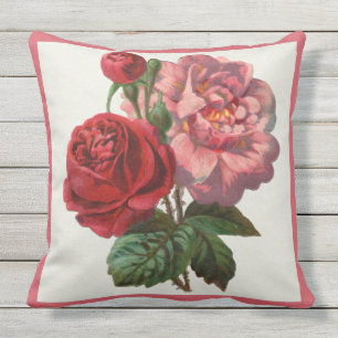 Patio Pillow Pink and Red Roses Floral