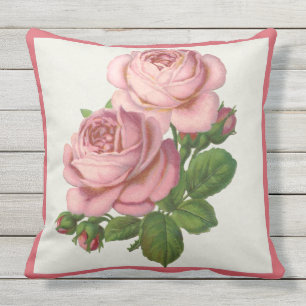 Patio Pillow Pink Roses Floral Rose Bouquet