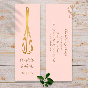 Patisserie Chef Blush Pink Gold Whisk Mini Business Card