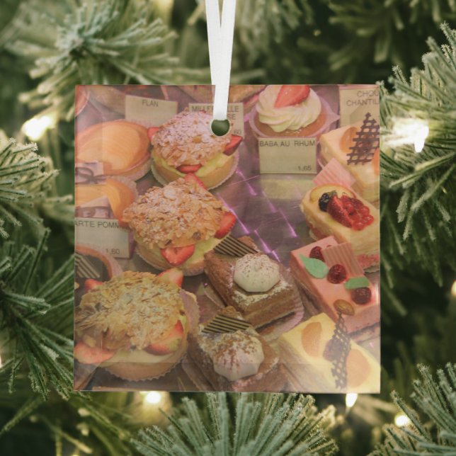 Patisserie de Provence French Cakes Glass Ornament (Insitu)
