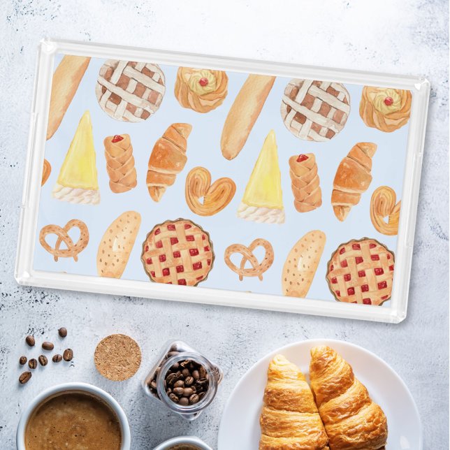 Patisserie French Bakery Pastry Bread Food Art Acrylic Tray (In situ)