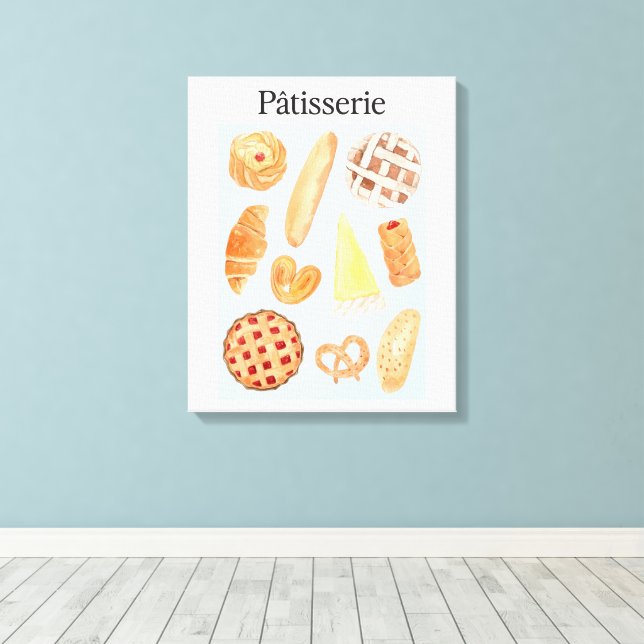 Patisserie French Bakery Pastry Bread Food Art Canvas Print (Insitu(Wood Floor))