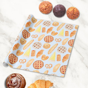 Patisserie French Bakery Pastry Bread Food Art Wrapping Paper
