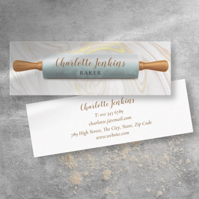 Patisserie Marble Swirls Rolling Pin Pastry Chef Mini Business Card (Patisserie Marble Swirls Rolling Pin Pastry Chef Mini Business Card)