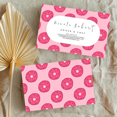 Patisserie Pastry Chef Bakery pink Donuts pattern Business Card
