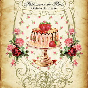 Pâtisseries de Paris Gâteau de Fraise Decoupage Tissue Paper