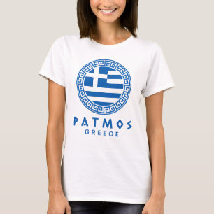 Patmos And Flag Of Greece Women's White T-Shirt
